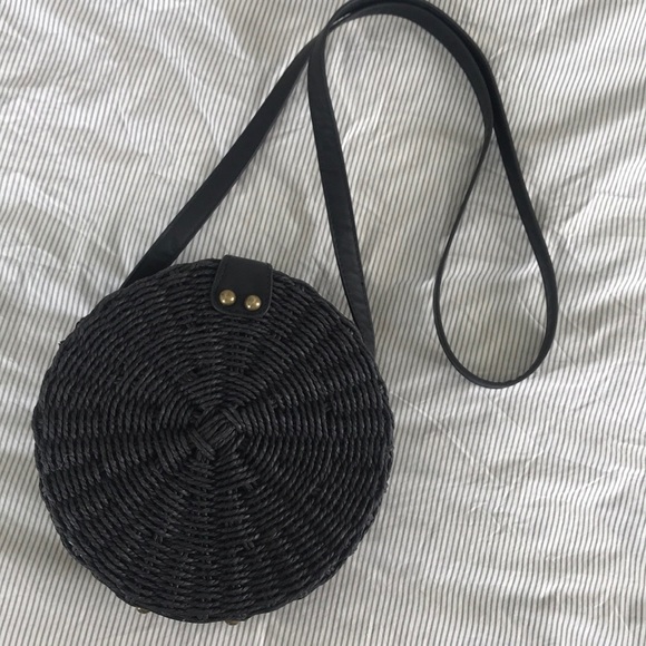 Anthropologie Handbags - Black circle straw bag